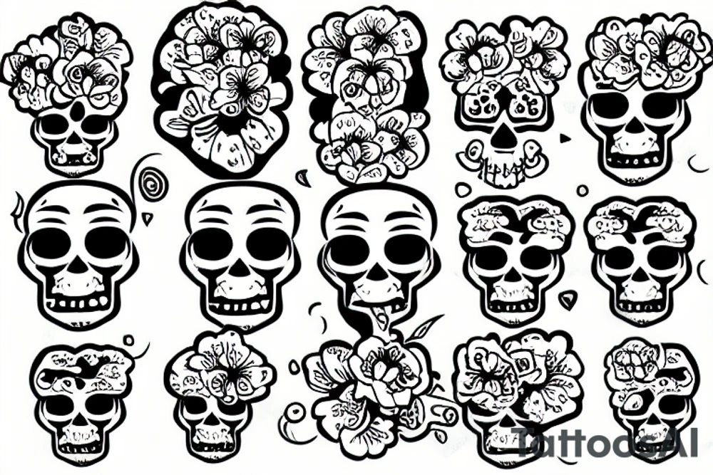 skull with flowers tattoo idea