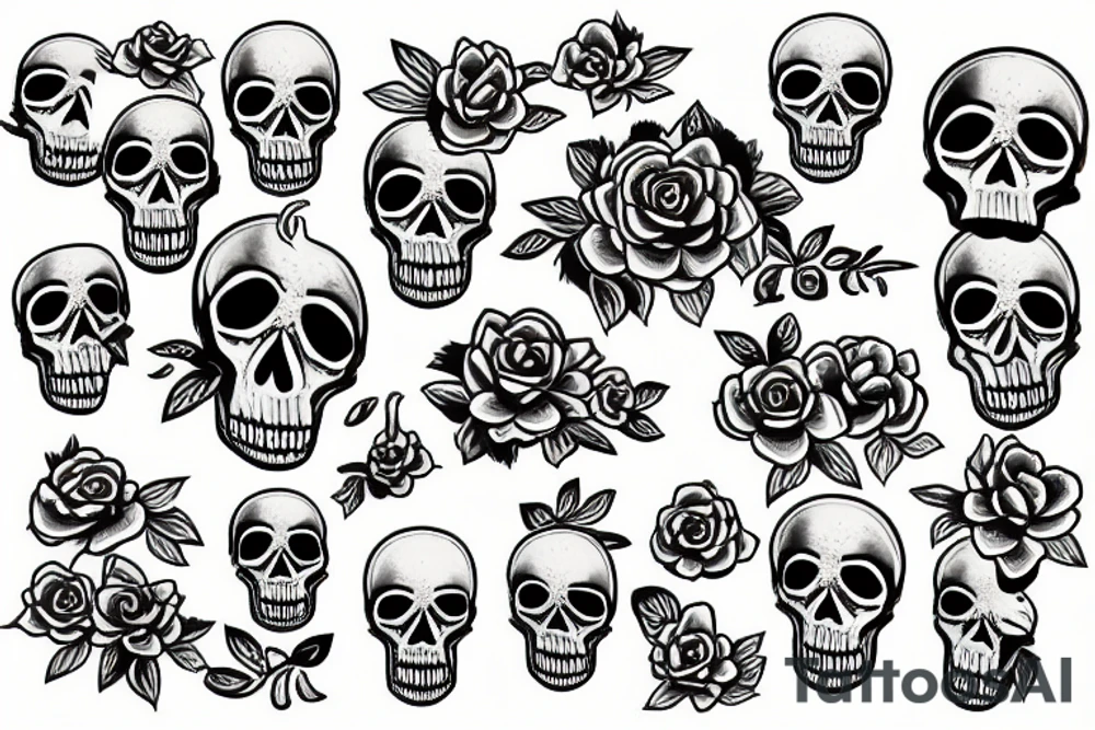 skull with flowers tattoo idea