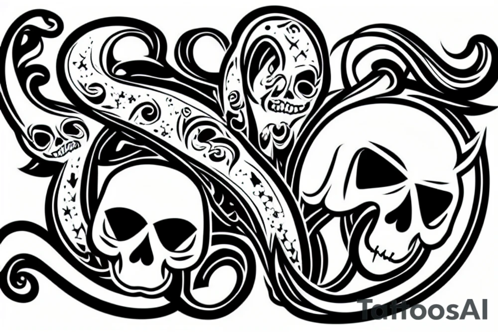 skull with Crescent tattoo idea