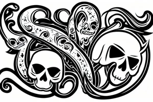 skull with Crescent tattoo idea
