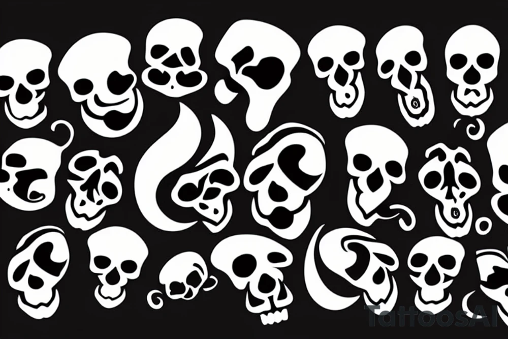 skull with Crescent tattoo idea