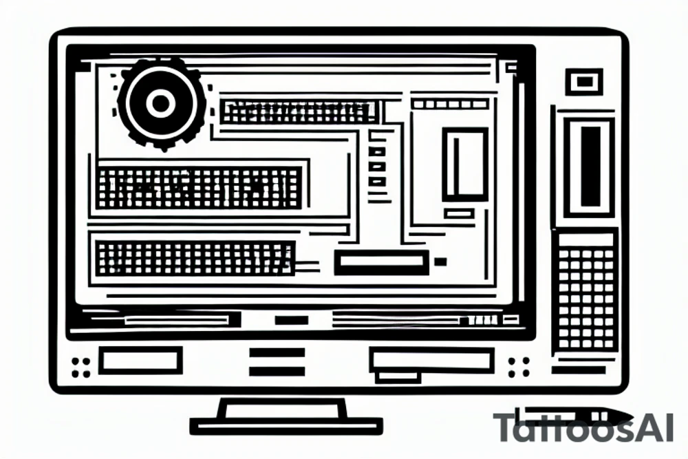 An old school computer. The screen shows a command prompt. tattoo idea