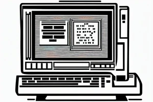 An old school computer. The screen shows a command prompt. tattoo idea