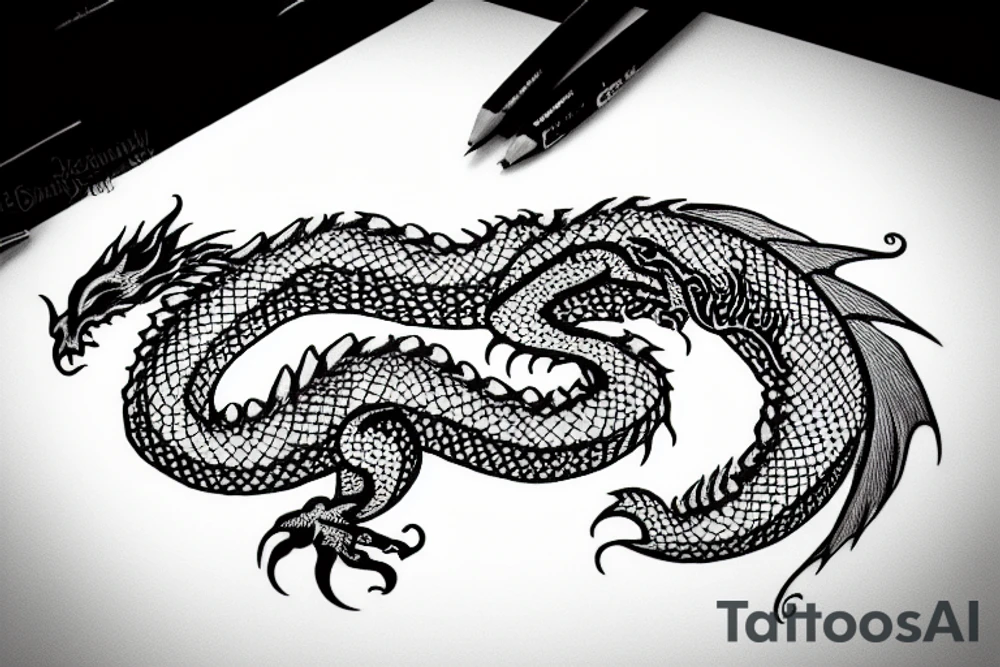 dragon curled up like a cat tattoo idea