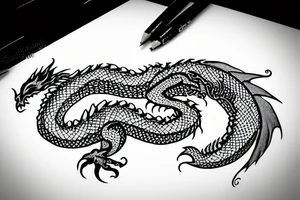 dragon curled up like a cat tattoo idea