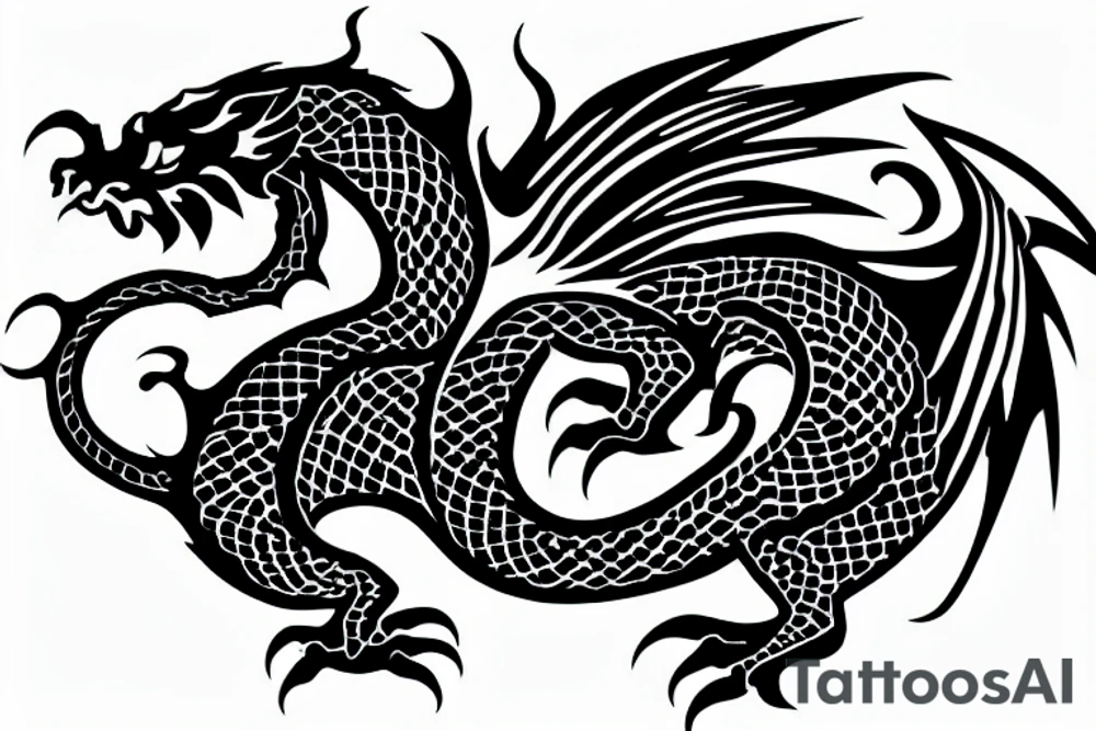 dragon curled up like a cat tattoo idea