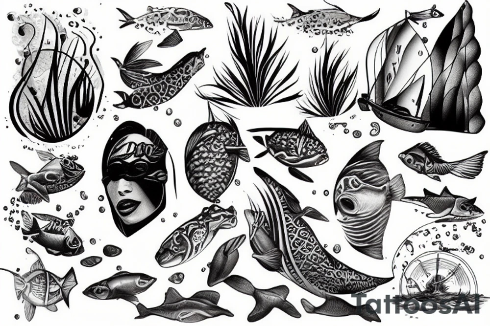 Swimming in the water tattoo idea