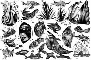 Swimming in the water tattoo idea