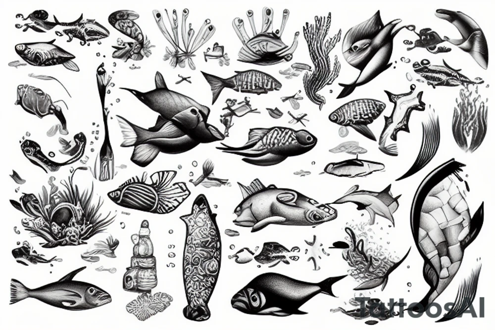 Swimming in the water tattoo idea