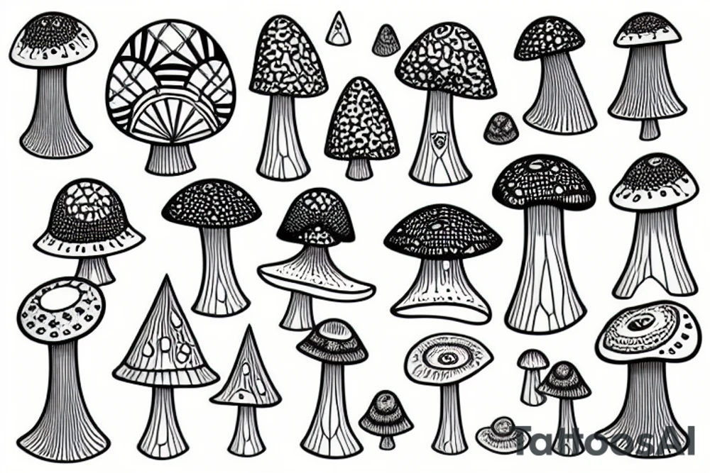 A geometric mushroom tattoo idea