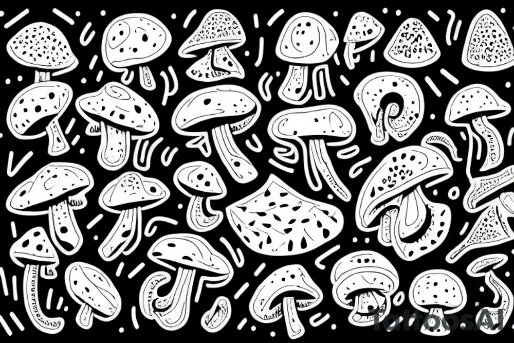 A geometric mushroom made of little skulls tattoo idea