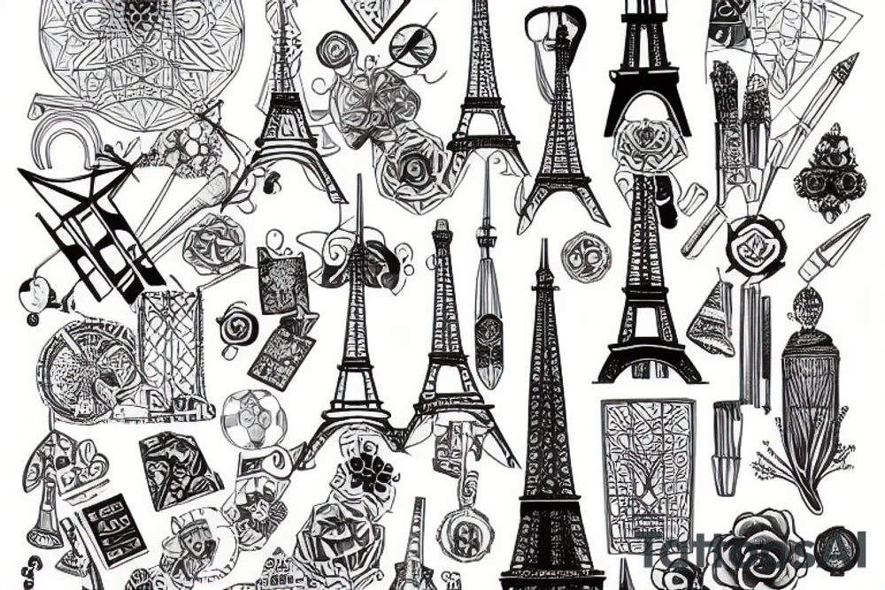 A trippy version of the Eiffel tower tattoo idea