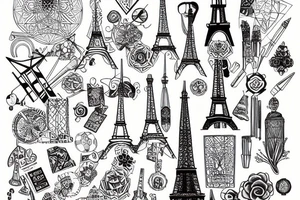 A trippy version of the Eiffel tower tattoo idea