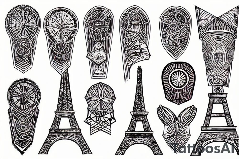 A trippy version of the Eiffel tower tattoo idea