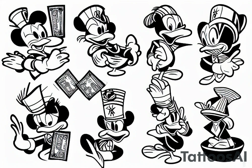 Donald Duck with money tattoo idea
