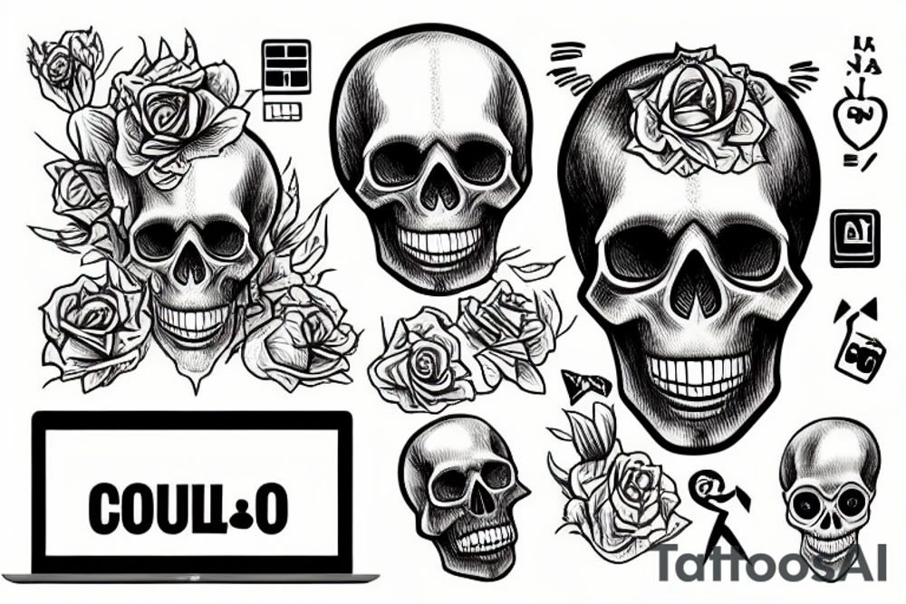 skull with computer keyboard tattoo idea