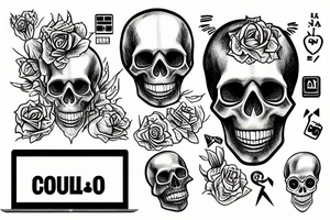 skull with computer keyboard tattoo idea