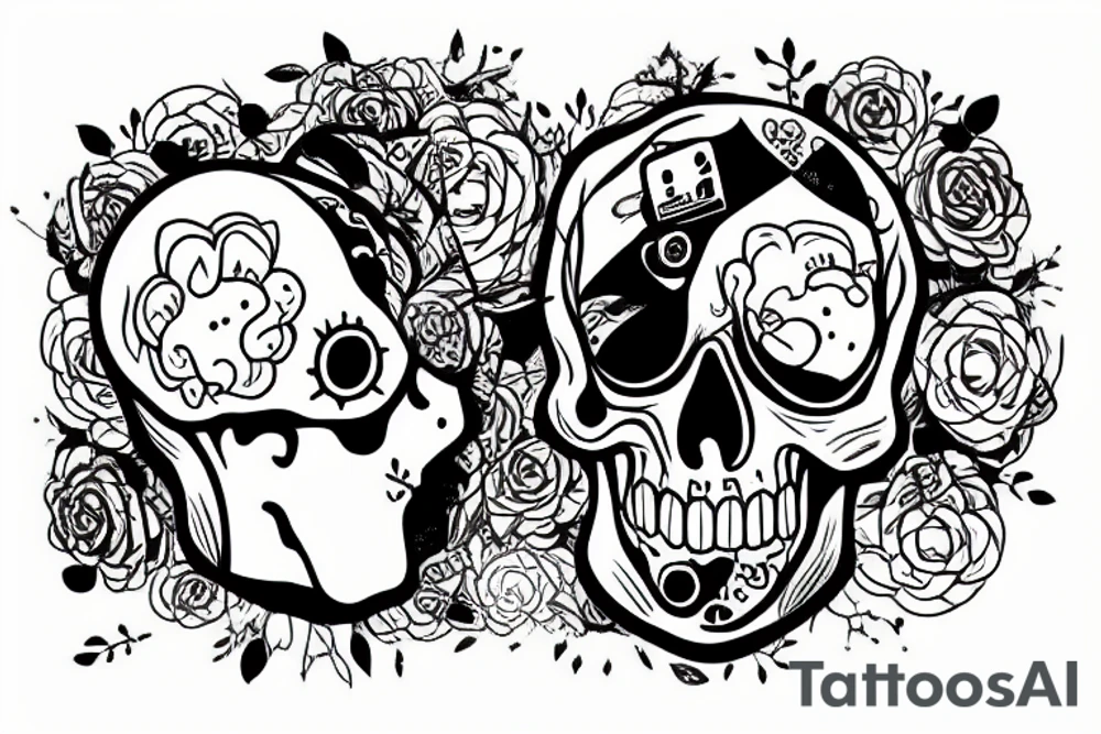 skull with computer keyboard tattoo idea