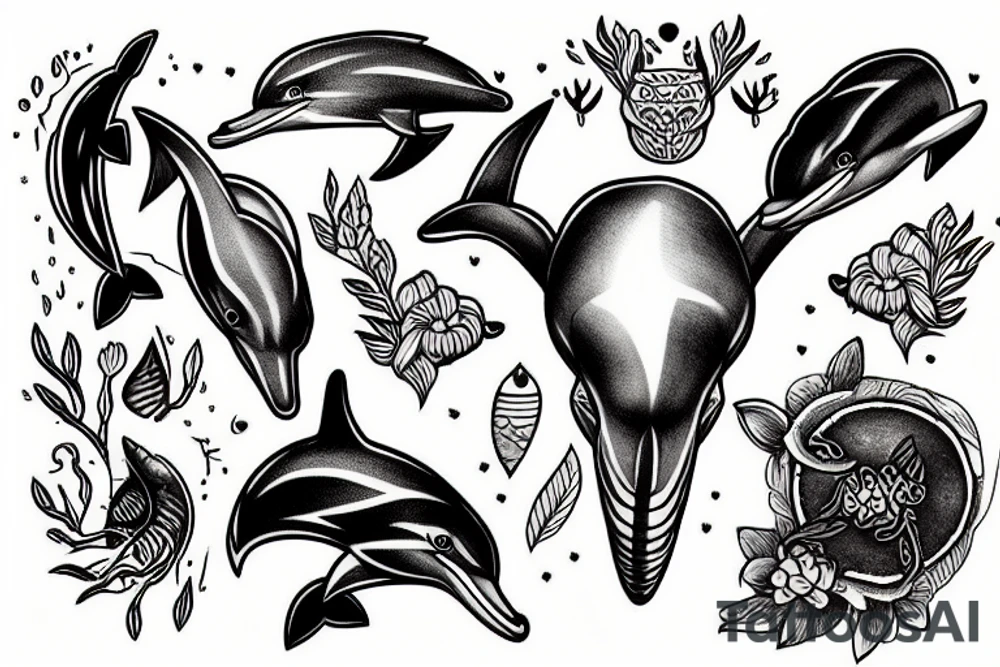 dolphin skull tattoo idea
