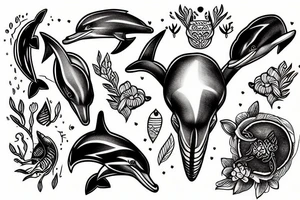 dolphin skull tattoo idea
