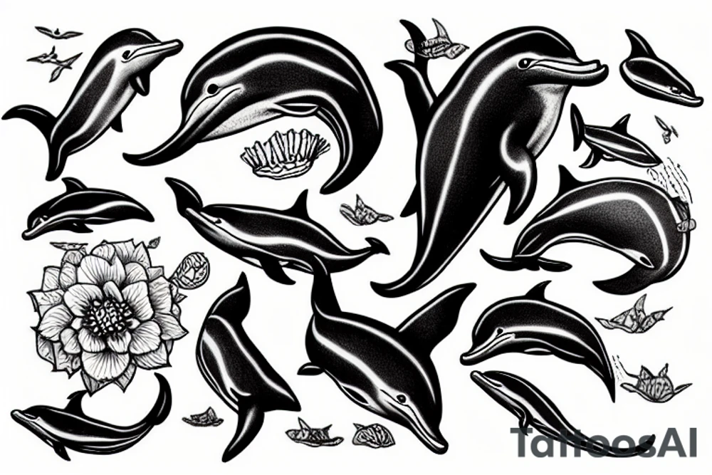 dolphin skull tattoo idea