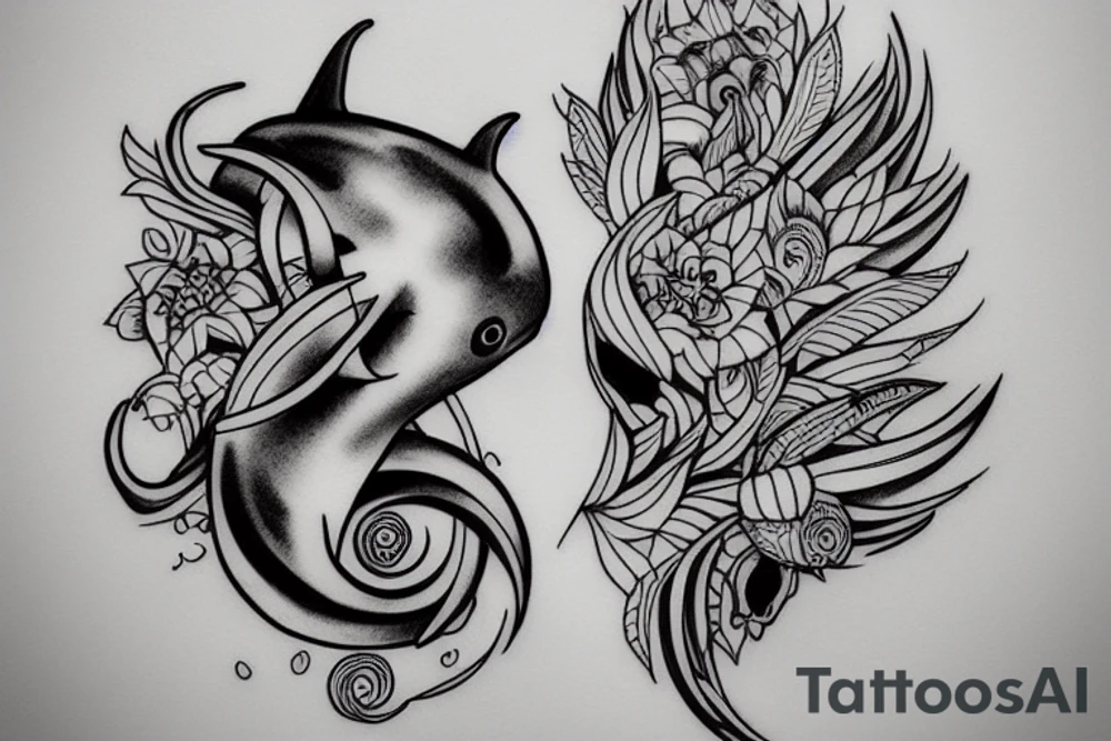 dolphin skull tattoo idea