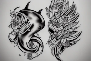 dolphin skull tattoo idea