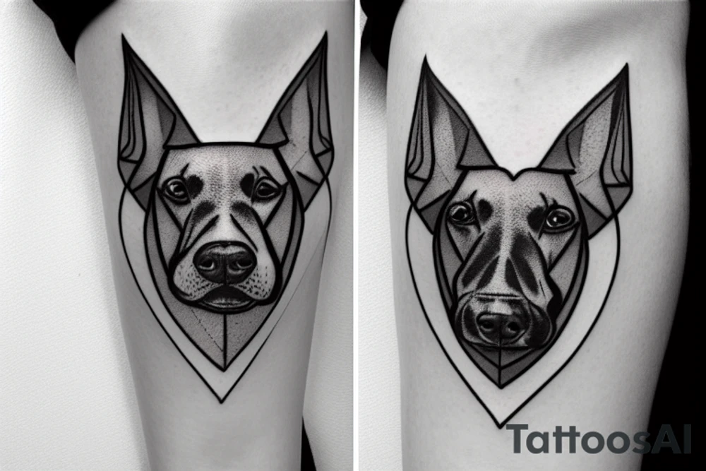 Dobermann in a heart outline tattoo idea