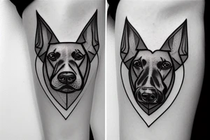 Dobermann in a heart outline tattoo idea