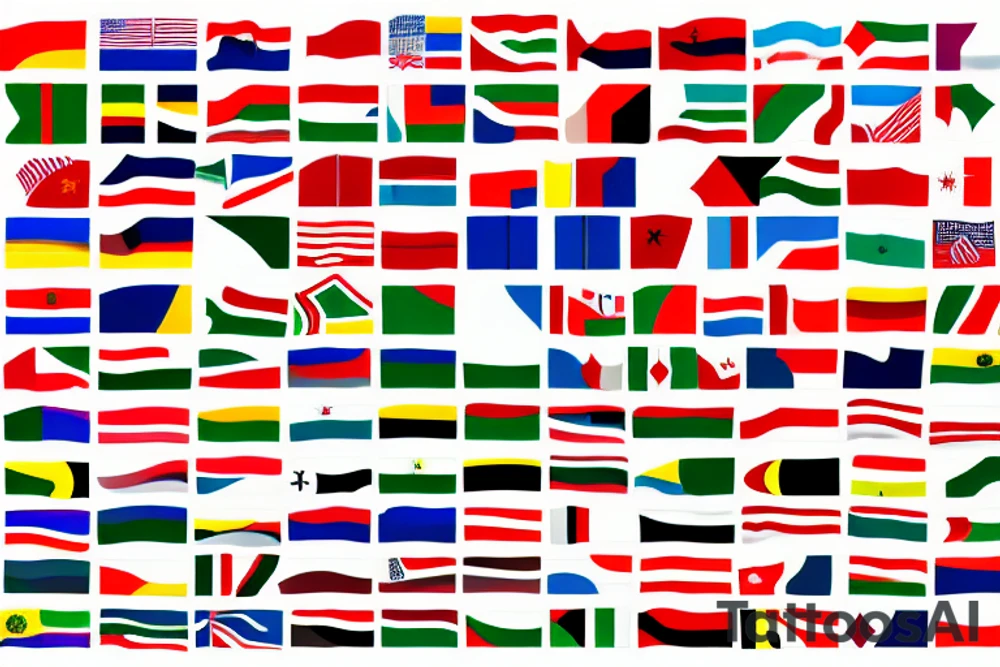 Vertically arranged flags of all countries i have visited tattoo idea
