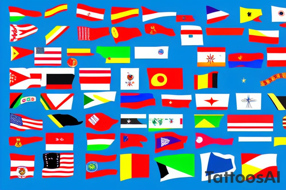 Vertically arranged flags of all countries i have visited tattoo idea
