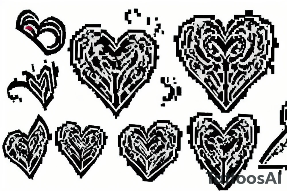 pixelated heart tattoo idea