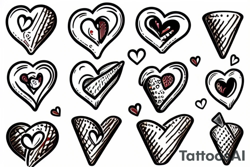 Dobermann licking an ice-cream in a heart outline tattoo idea