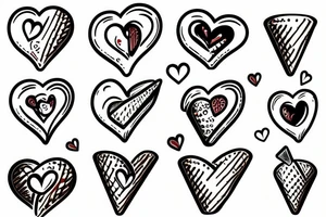 Dobermann licking an ice-cream in a heart outline tattoo idea