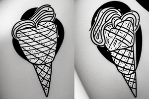 Dobermann licking an ice-cream in a heart outline tattoo idea