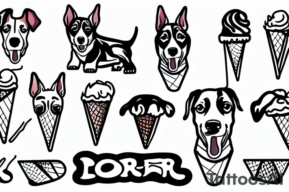 Dobermann dog licking an ice-cream tattoo idea