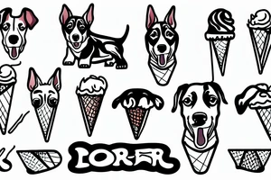 Dobermann dog licking an ice-cream tattoo idea