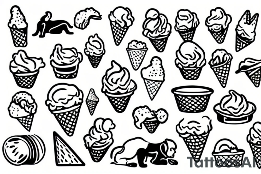 Dobermann dog licking an ice-cream tattoo idea