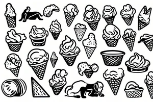 Dobermann dog licking an ice-cream tattoo idea