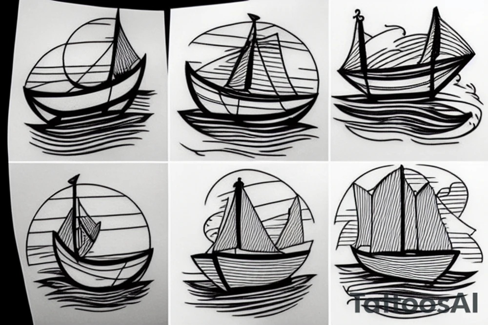 simple wooden boat tattoo idea
