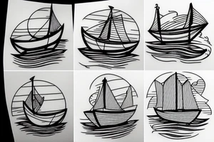 simple wooden boat tattoo idea