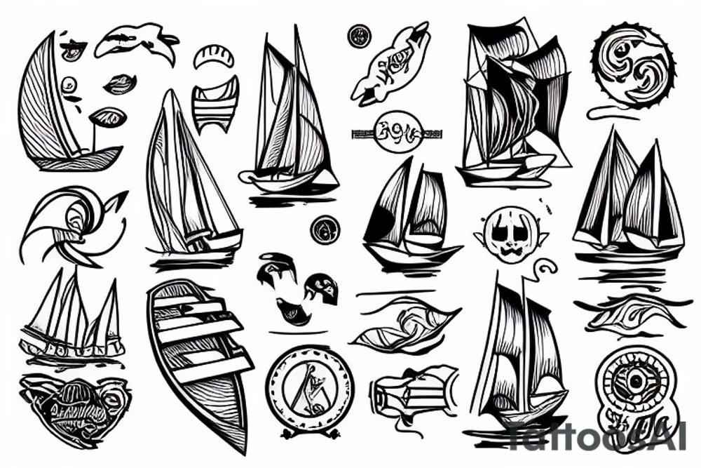 simple wooden boat tattoo idea