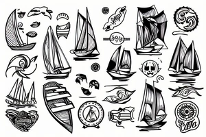 simple wooden boat tattoo idea