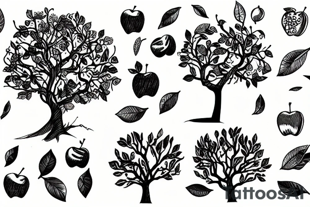 a tree with an apple tattoo idea