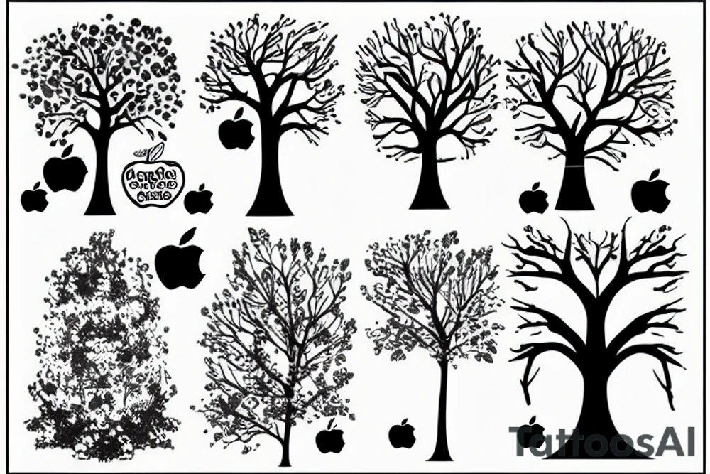 a tree with an apple tattoo idea