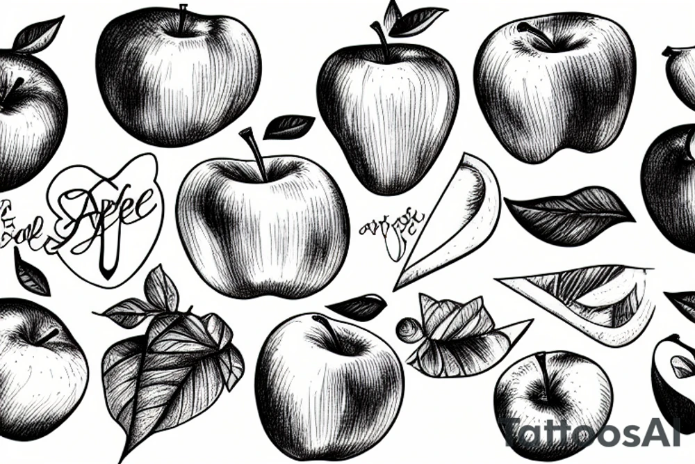 scribbled apple tattoo idea