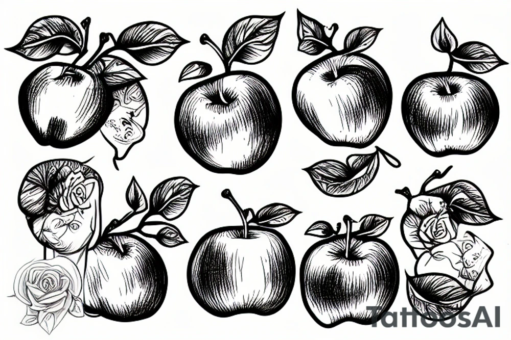 scribbled apple tattoo idea