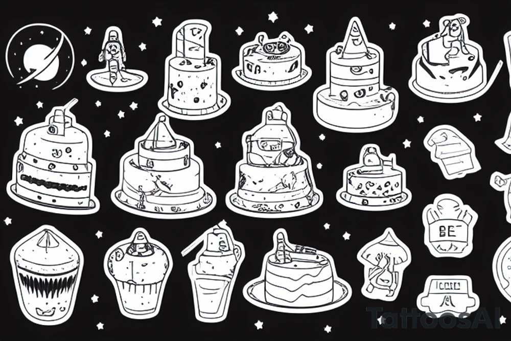 Astronaut eating cake tattoo idea