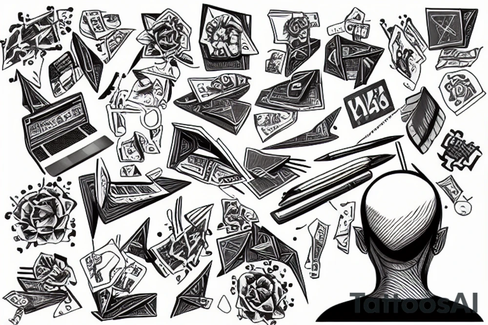 Surprised man doing math. tattoo idea