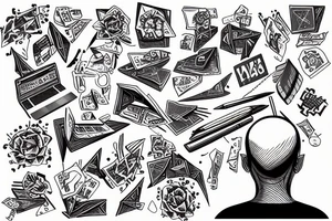 Surprised man doing math. tattoo idea